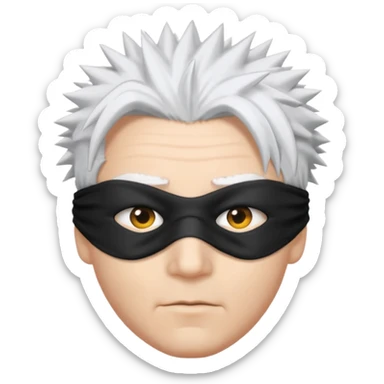 A person with white hair which is standing upward and blindfolded sticker