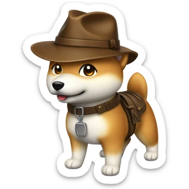 Shiba Inu dressed as Indiana Jones sticker