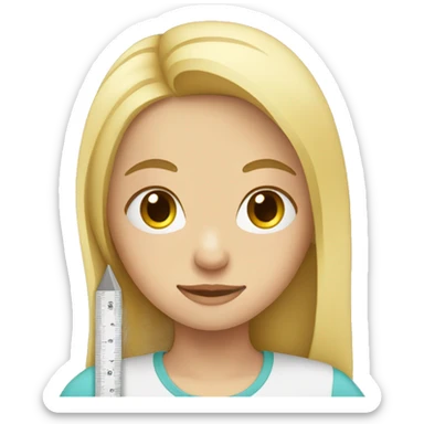 blonde girl with a ruler sticker