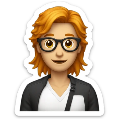 Coupe homme blanc cheveux noir qui porte des lunette avec une femme rousse sticker