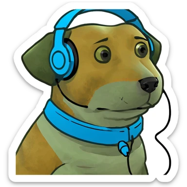 dog with headphones  sticker