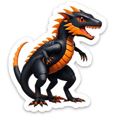 Modern Futuristic Scaly Cyber-Salandit-Litten-Hybrid (Full body) sticker