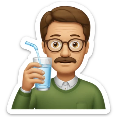 Ned Flanders drinking water in a glass sticker