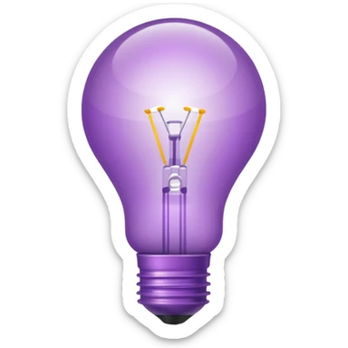 Create a creative light bulb icon in shades of purple. Make it look like a design or digital project idea, with subtle colorful lines or accents inside or around the bulb to show innovation and creativity. Keep it clear and visually appealing.
 sticker