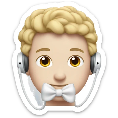 AirPods with a bow on the middle sticker