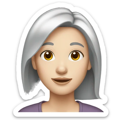 woman straight gray hair pale skin sticker