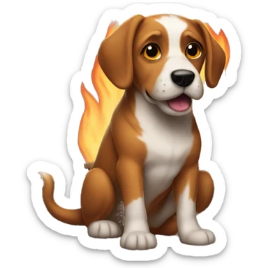 Dog in a fire mansion sticker