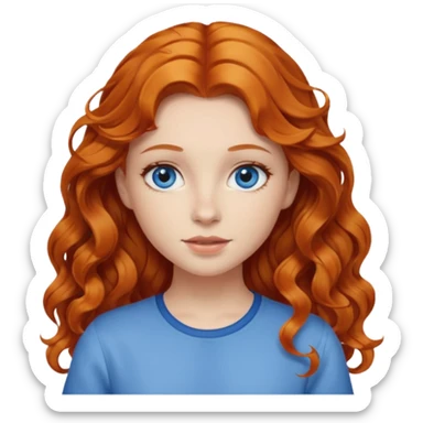 girl with wavy ginger hair and blue eyes sticker