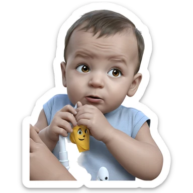 curious boy staring at something sticker