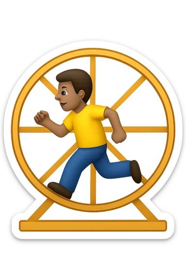Uomo che corre dentro la ruota del criceto emoji style iphone  sticker
