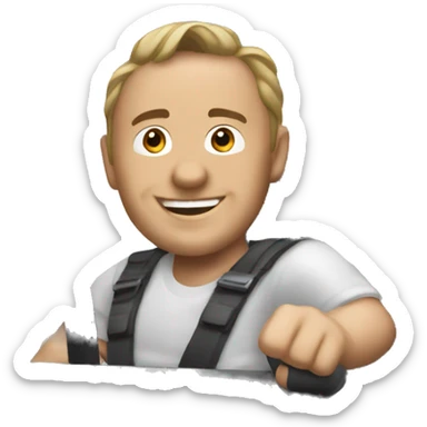 Man driving a white Holden Colorado  sticker