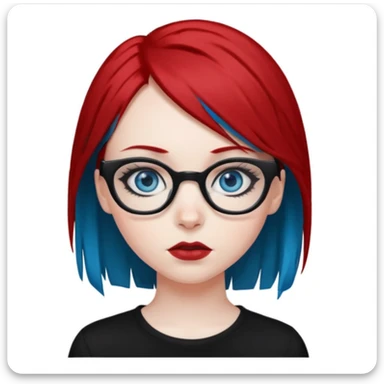 Emo Caucasian girl with blue eyes, black and red hair with glasses sticker