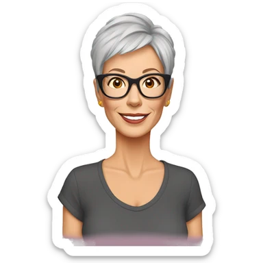 jamie lee curtis cartoon wearing tee sticker