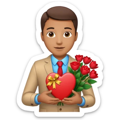 man with heart gift box and flower bouquet






























 sticker
