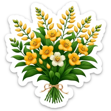 big bouquet Balsamina flower stem, leaf sticker
