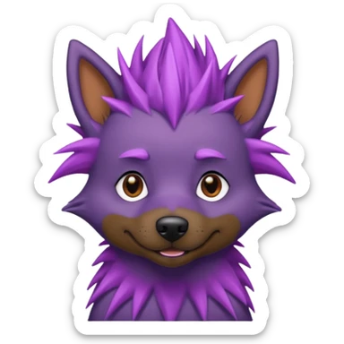 purple spiky haired dog sticker