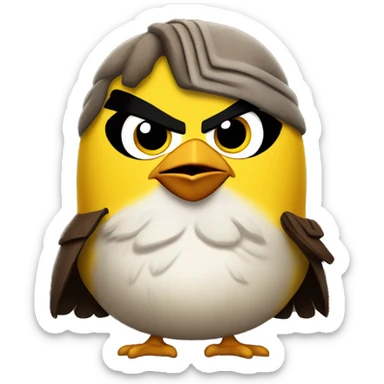 yellow angry bird dressed as han solo sticker
