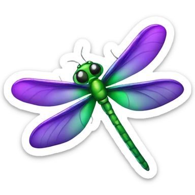 Dragonfly shiny green and purple sticker