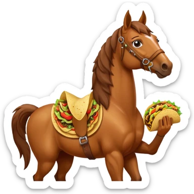 horse holding taco sticker