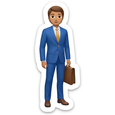 white man with brown hair in blue suit whole body sticker