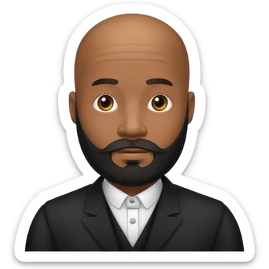 A black gigolo with a full beard and bald head sticker