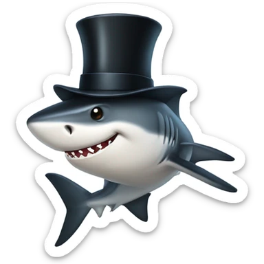 Shark with a top hat sticker