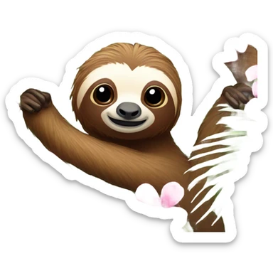 Palm tree with pink flower and sloths  sticker