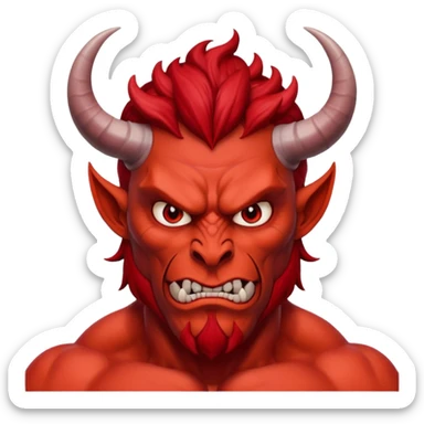 satan head and torso with arms down sticker