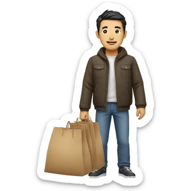 Asian man with bags sticker