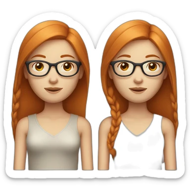 ginger woman with long straight hair with freckles and blue eyes and glasses sticker