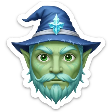 Frost wizard. green face-tattooing. sticker