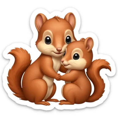 Cute baby squirrels cuddling sticker