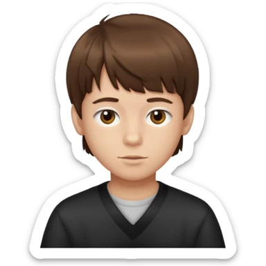 create a fringe haircut boy with a brown hair sticker