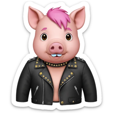 pink haired metalhead pig sticker