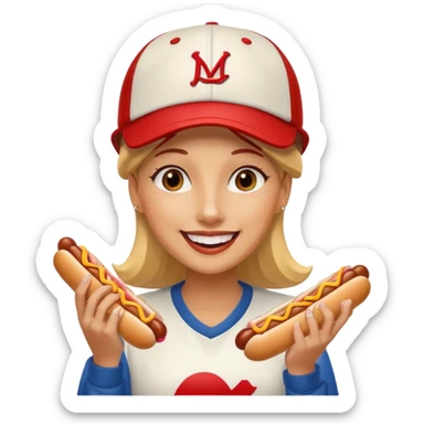 Female eating 3 hotdogs sticker