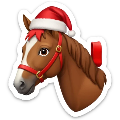 christmas brown horse with a red saddle sticker