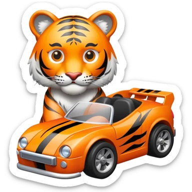 tiger holding hot wheel car sticker