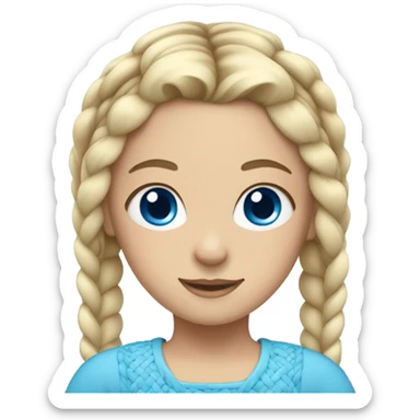 White blond girl with twin braids and blue eyes sticker