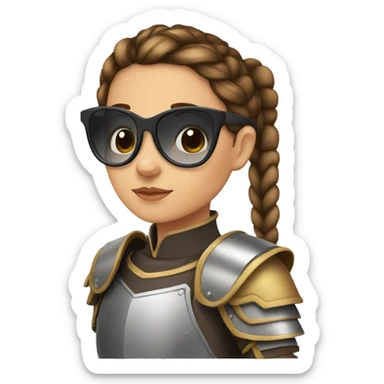 Girl knight with French braids, brown hair and sunglasses sticker