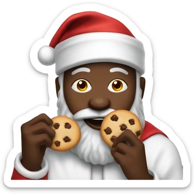 Black Santa eating cookies sticker