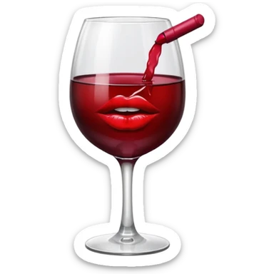 lipstick kiss on red wine glass sticker