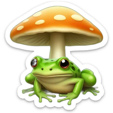 A frog hidden under a mushroom sticker