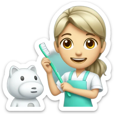 dentist girl with a toothbrush in his hand sticker