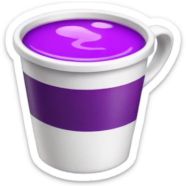white cup with purple drink sticker