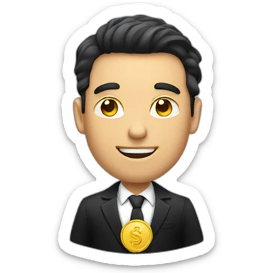 Posh-man-with-black-suit-holding-golden-coins sticker