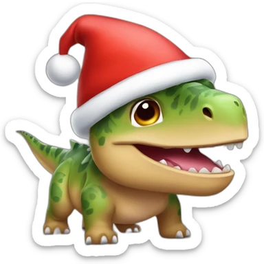 Dinasaur with Christmas hat  sticker