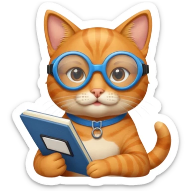 funny cat with planner with blue goggles sticker