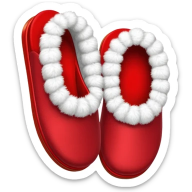 red slippers with fur sticker