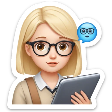 a cute girl who is curious for knowledge, learning more about ai, a bit nerdy but cute at the same time  sticker