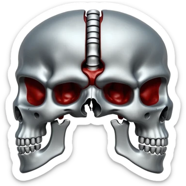 metallic anatomic bones with traces of blood, steel texture, dark dramatic tone, clean background sticker